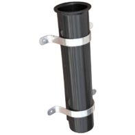 PORTACAÑA / POSACAÑA EXTERIOR PLÁSTICO NEGRO c/BRIDAS DE INOXIDABLE