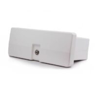 Guantera plástica blanca con tapa y cierre con llave